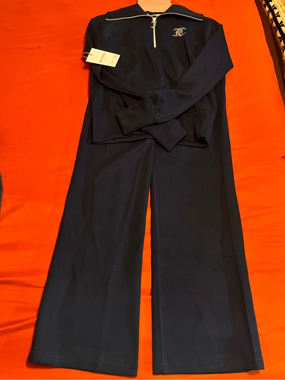 Juicy Couture Navy Wide-Leg Jumpsuit with Zip Pullover